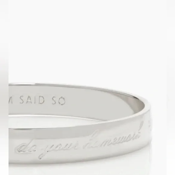 RARE KATE SPADE MOM SAID SILVER BANGLE BRACELET - Picture 5 of 6
